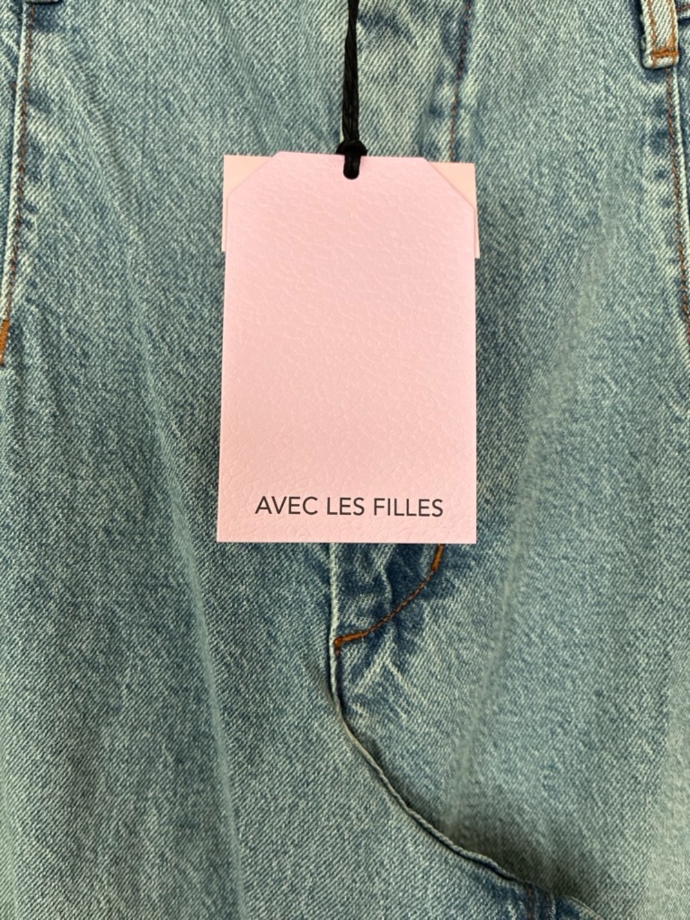 Avec Les Filles Light Blue Denim Boyfriend Jeans with Pink Tag